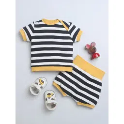 Nino Bambino Kids Black & White Striped T-Shirt with Shorts-picture-31