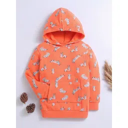 Nino Bambino Kids Orange Printed Full Sleeves Hoodie-picture-25