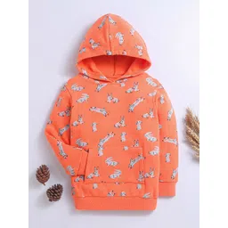 Nino Bambino Kids Organic Cotton Orange Printed Hooded Sustainable Sweatshirt-picture-34