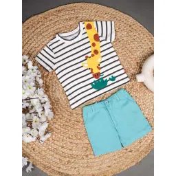 Nino Bambino Kids White & Blue Cotton Printed T-Shirt Set-picture-41