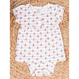 Nino Bambino Kids White & Red Cotton Printed Frock-picture-25