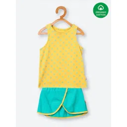 Nino Bambino Kids Yellow Printed Top with Skirt-picture-38