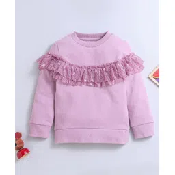 Nino Bambino Organic Cotton Knit Full Sleeves Solid Frill Applique Detailed Pre Winter Sweatshirt - Pink-picture-37