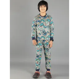 Ninos Dreams Boys Conversational Printed Long Sleeves Pure Cotton T-shirt & Pyjama-picture-29
