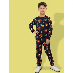 Ninos Dreams Boys Conversational Printed Pure Cotton T-shirt with Pyjamas-picture-54