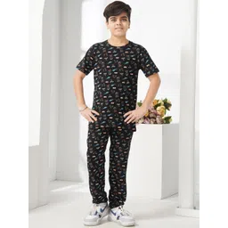 Ninos Dreams Boys Printed Pure Cotton Short Sleeve Night Suit-picture-30