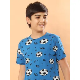 Ninos Dreams Boys Printed Pure Cotton T-shirt with Shorts image 2