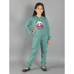 Ninos Dreams Girls Green & White Printed Top with Trousers-picture-25