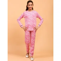 Ninos Dreams Girls Printed Round Neck Pure Cotton Night Suits-picture-28