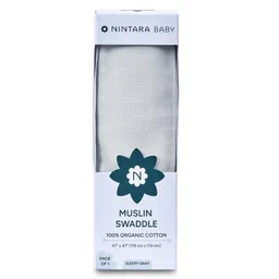 Nintara Baby Soft, Breathable, Lightweight, 100% Organic Cotton Extra-Large Swaddle Pack of 1 - Sleepy Gray-picture-17