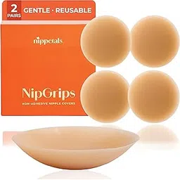nippetals NipGrips Non-Adhesive Nipple Cover for Women | Reusable Silicone Breast Cups for Seamless Comfort | Waterproof, Sweatproof & Hypoallergenic | No-Glue Nipple Pasties | 4 Pcs-picture-45