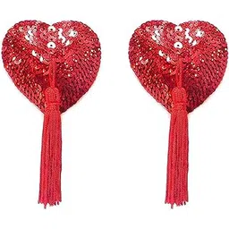 Nipple Cover with Tassel Shiny Sequin Women Nipple Pasties Bra Reusable Silicone Heart-Shaped Nipple Cover Adhesive Breast Pads-picture-47