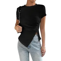 niren enterprise Kia Top Short Sleeve, Front Fancy Cut Womens top with 4 Attractive Colors, Pack of 1-picture-48