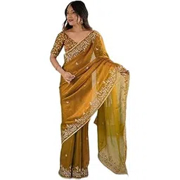 nirlabh Women's Tissue Soft Silk Embroidered Saree With Unstitched Blouse-picture-50