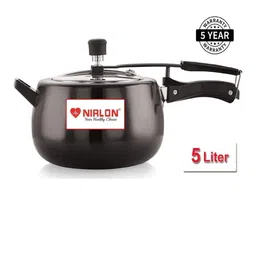nirlon Black 5 Ltrs Induction Base Hard Anodised Inner Lid Aluminium Pressure Cooker image 3
