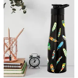 nirlon Black Quill 1000ml Tall Bell Single Wall Stainless Steel Water Bottle-picture-32