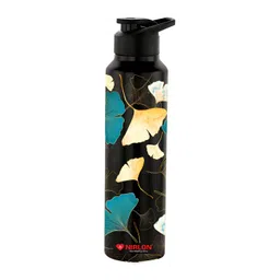 NIRLON Black  Stainless Steel Floral Printed Water Bottle 1L-picture-10