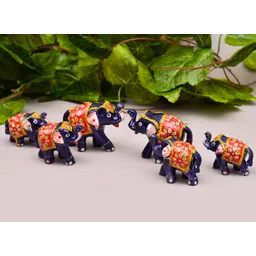 nirmal handi craft Home Décor Paper Mache Handicraft Elephant Showpiece (pack of 6) Decorative Showpiece - 7.62 cm-picture-14