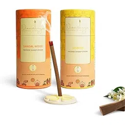 Nirmalaya Premium Confidence Pack (Set of 2) – Luxury Sandalwood & Jasmine Dhoop Sticks | 100% Natural Organic | 40 Sticks Each with Ceramic Stand | Long-Lasting Fragrance for Pooja, Meditation & Yoga-picture-13