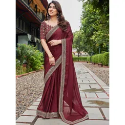 Nirmohi Fashion Embellished Embroidered Heavy Work Saree-image-19