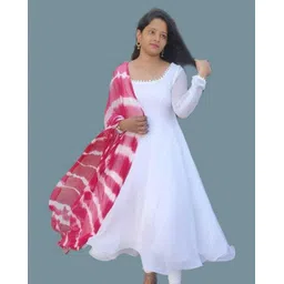 nirva enterpries Geometric Print Georgette Stitched Anarkali Gown-picture-10