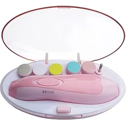 nirva with device of women picture NIRVA Baby Nail file Grinder Set Safe Nail Trimmer Kit For Kids Safe & Effective Baby Manicure Manicure Tools (Pink)-picture-12