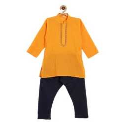 NIRVAAN Boys Floral Regular Pure Cotton Kurta with Pyjamas-picture-11