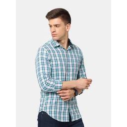 NIRVAAN Men Blue Classic Slim Fit Tartan Checked Casual Shirt-picture-23