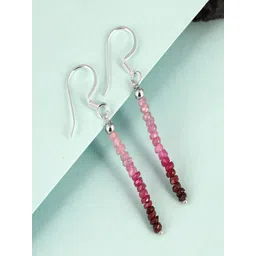 Nirvana 925 Sterling Silver Rhodium Plated Faux Ruby Beads Beaded Drop Earrings-picture-39