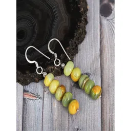 Nirvana 925 Sterling Silver Rhodium Plated Opal Beaded Contemporary Drop Earrings-picture-17