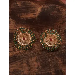 Niscka Gold-Plated Artificial Stone Studded And Beaded Contemporary Studs-picture-17