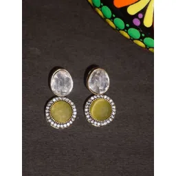 Niscka Gold-Plated Artificial Stones Studded Circular Drop Earrings-picture-12