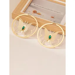 Niscka Gold-Plated Zircon Studded Circular Shaped Hoop Earrings-picture-29