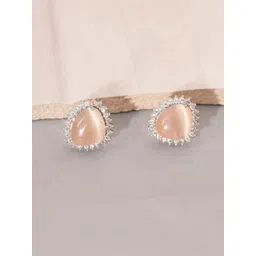 Niscka Rhodium-Plated American Diamond Studded Contemporary Shaped Studes-picture-10