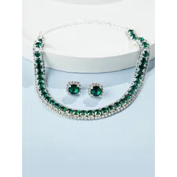 Niscka Silver-Plated American Diamond Stone-Studded Jewellery Set-picture-10