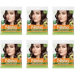 Nisha Cream Hair Color Rich Bright Long Lasting Hair Colouring For Ultra Soft Deep Shine 100% Grey Coverage Conditioning With Natural Herbs Dark Brown (Pack of 6)-picture-45
