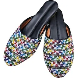 nisha enterprises Women Ethnic Embroidered Mule Slipper | Stylish Printed Flat Slip-On Sandal for Girls & Ladies | Casual, Party & Festive Footwear, Slip_15020-picture-11