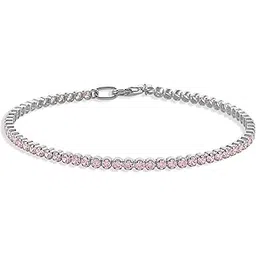 nishani Studio 925 Sterling Silver Bracelet | KiraKira Tennis Bracelet with Rhodium Plating & Cubic Zirconia Stones | Hypoallergenic & Anti-Tarnish Shine | Elegant Gift for Women & Her-picture-29