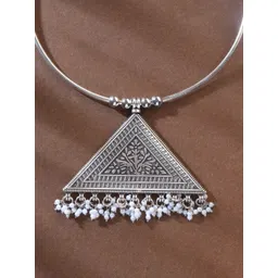 Niska Brass Silver-Plated Oxidised Necklace image 3