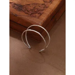 Niska Women Brass Silver-Plated Cuff Bracelet-picture-18