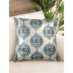 NISRAG HOME Blue & Beige Ethnic Motifs Velvet Cushion Covers image 1