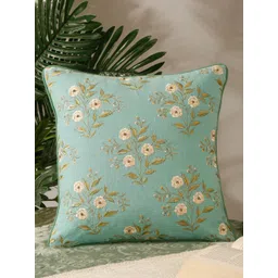 NISRAG HOME Blue & Green Floral Embroidered Cotton Square Cushion Cover-picture-31