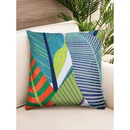 NISRAG HOME Blue & Orange Floral Embroidered Square Cushion Cover-picture-24