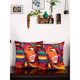 NISRAG HOME Red & Blue 2 Pcs Ethnic Motifs Printed Square Cushion Covers-picture-39