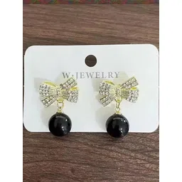 Nitant Black Bow Style Korean Fashion Earrings image 2