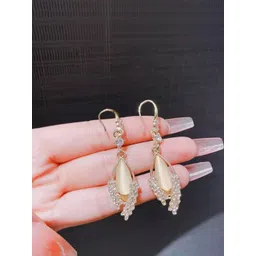 Nitant Long Drop Stones Studded Korean Fashion Earrings-picture-11