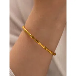 Nitant Women Golden Anti Tarnish Minimal Design Sleek Hand Bracelet-picture-12