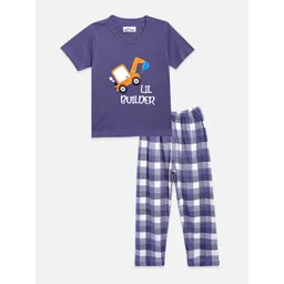 Nite Flite Boys Charcoal Grey & White Printed Pure Cotton Pyjamas Set-picture-38
