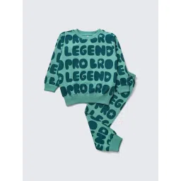 Nite Flite Boys Green Cotton Printed Pyjama Set-picture-39