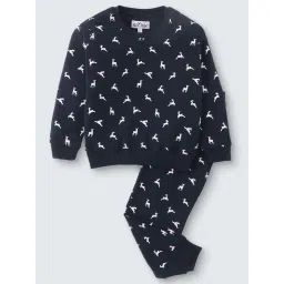 Nite Flite Kids Navy Cotton Printed Full Sleeves T-Shirt Set-picture-32